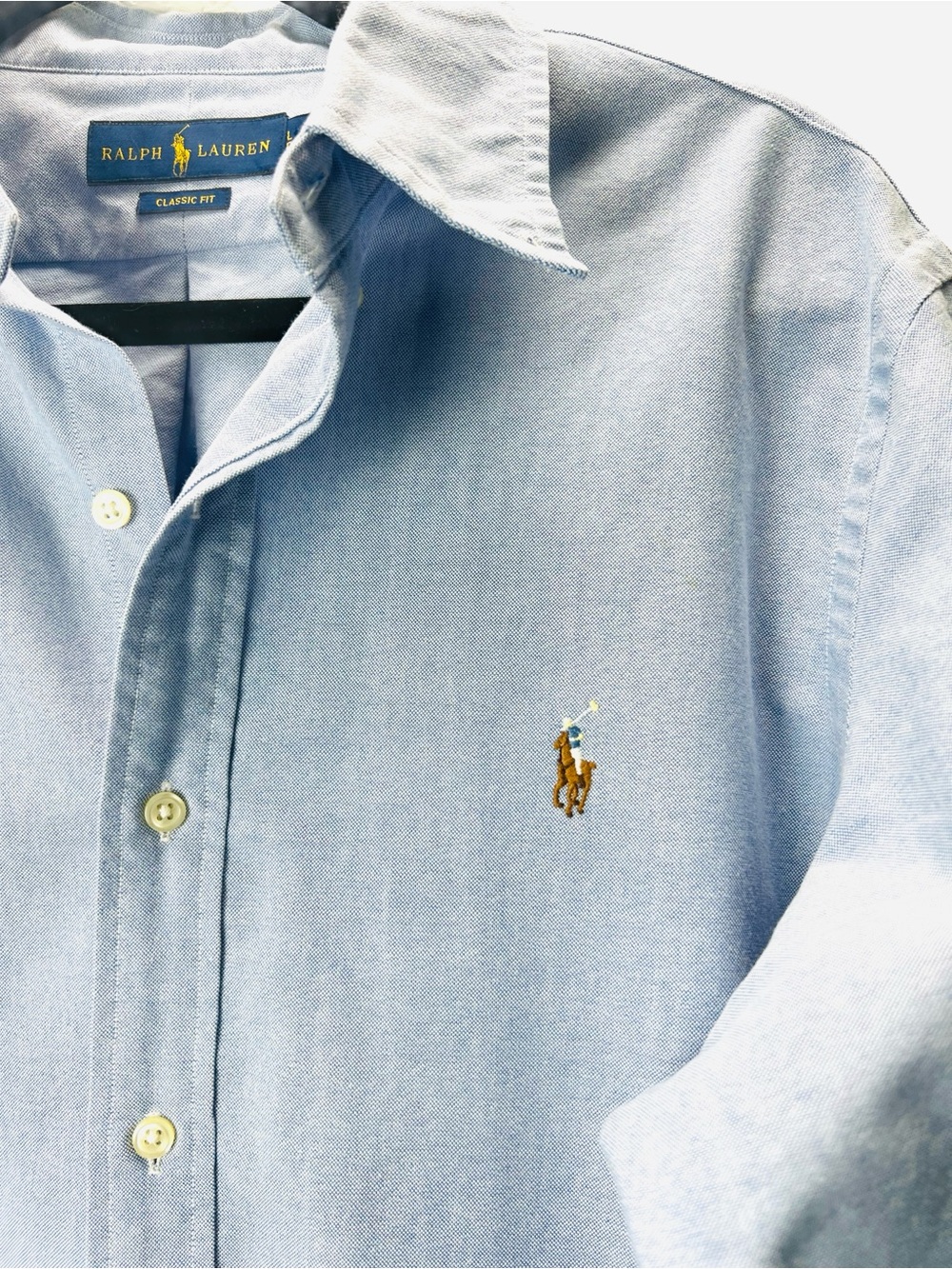 Polo Ralph Lauren Classic Fit Oxford Button Down Shirt Men Large Blue Pony Logo